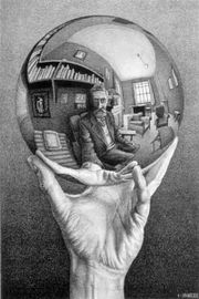 Hand with Reflecting Sphere (Self-Portrait in Spherical Mirror), 1935.